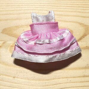 Pink & Silver Striped Satin Doll Dress For Kelly Barbie Sister